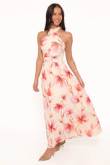 Kaira Halterneck Maxi Dress - Pink Floral