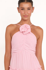 Dottie Halterneck Maxi Dress - Pink